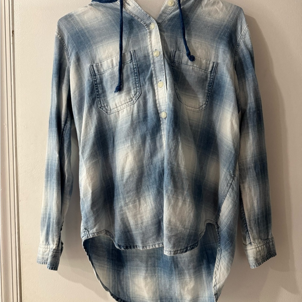 American Eagle Plaid Hoodie Shirt